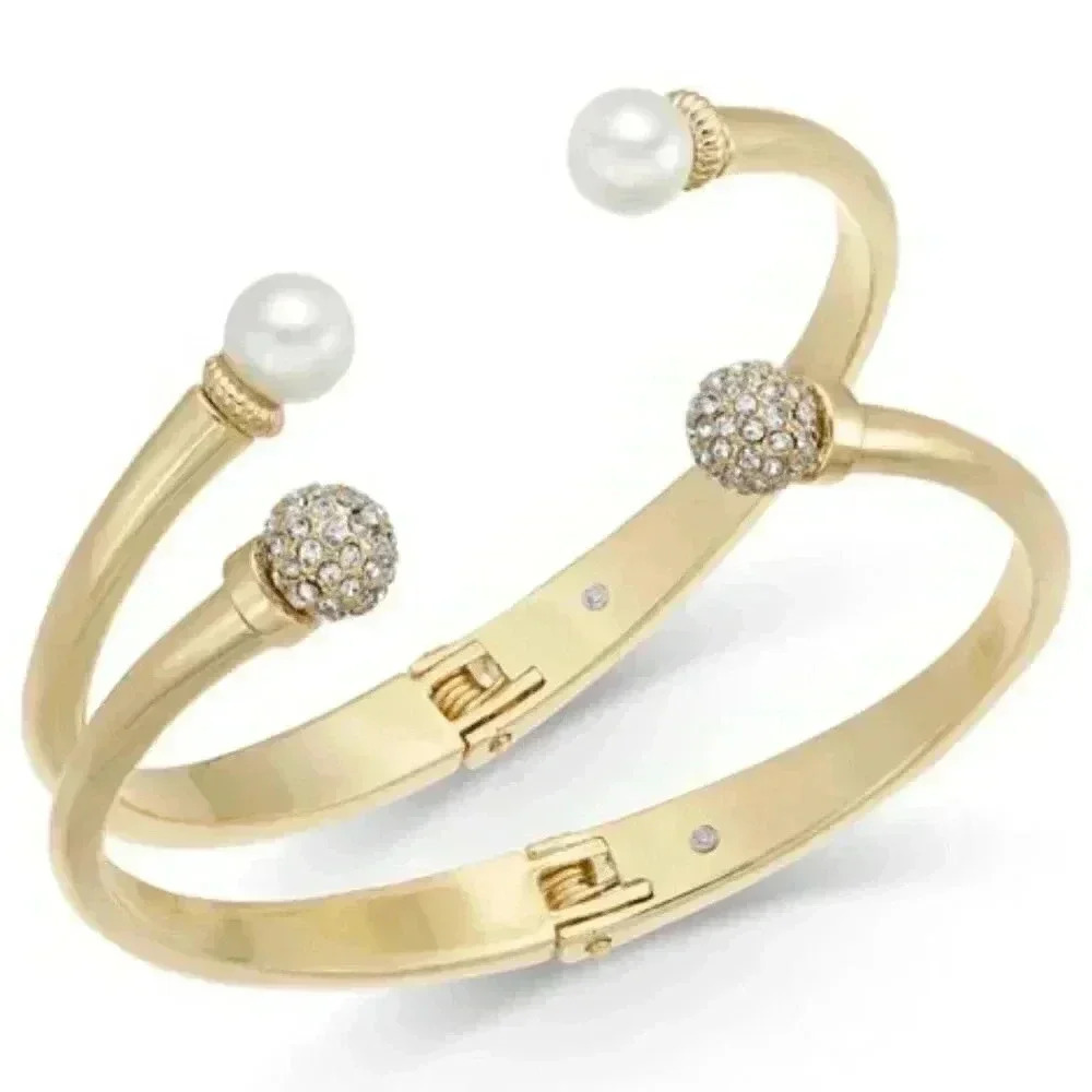 Charter Club Gold Tone Cuff Bracelet Duo New